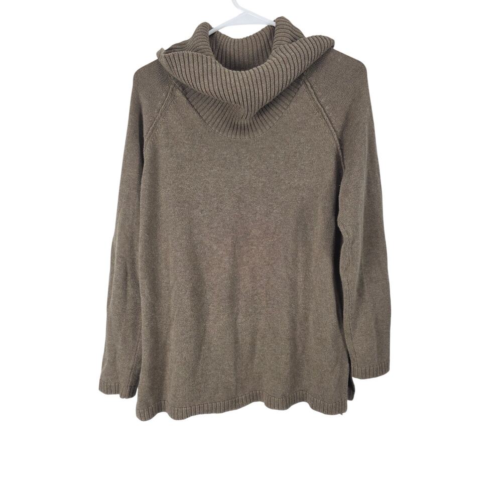 North Style Cowl Neck Sweater L Womens Brown 100% Cotton Lagen Look Warm‎